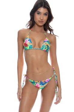 Luli Fama Triangle|Halter-Wild Blooms Triangle Bikini Top