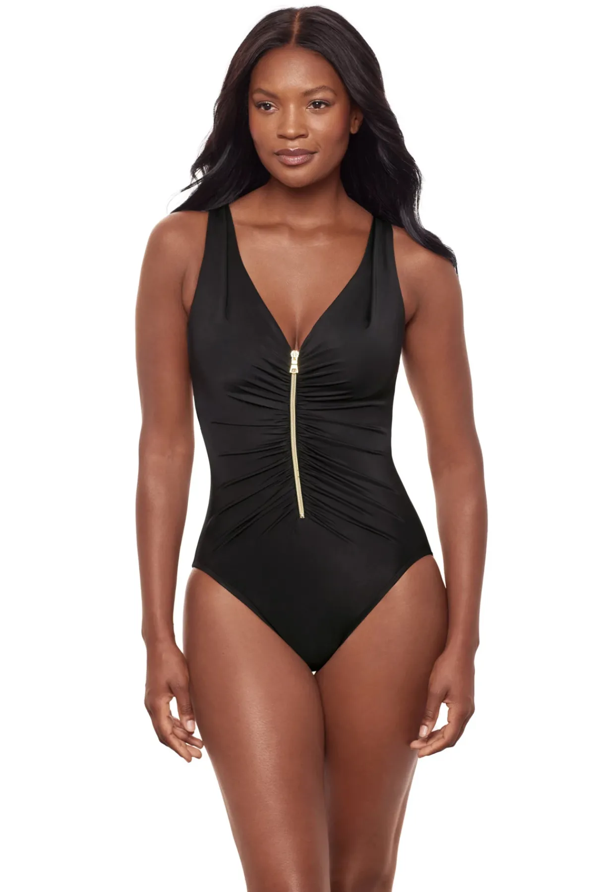 Miraclesuit Plunge|Tank-Zipt One Piece Swimsuit
