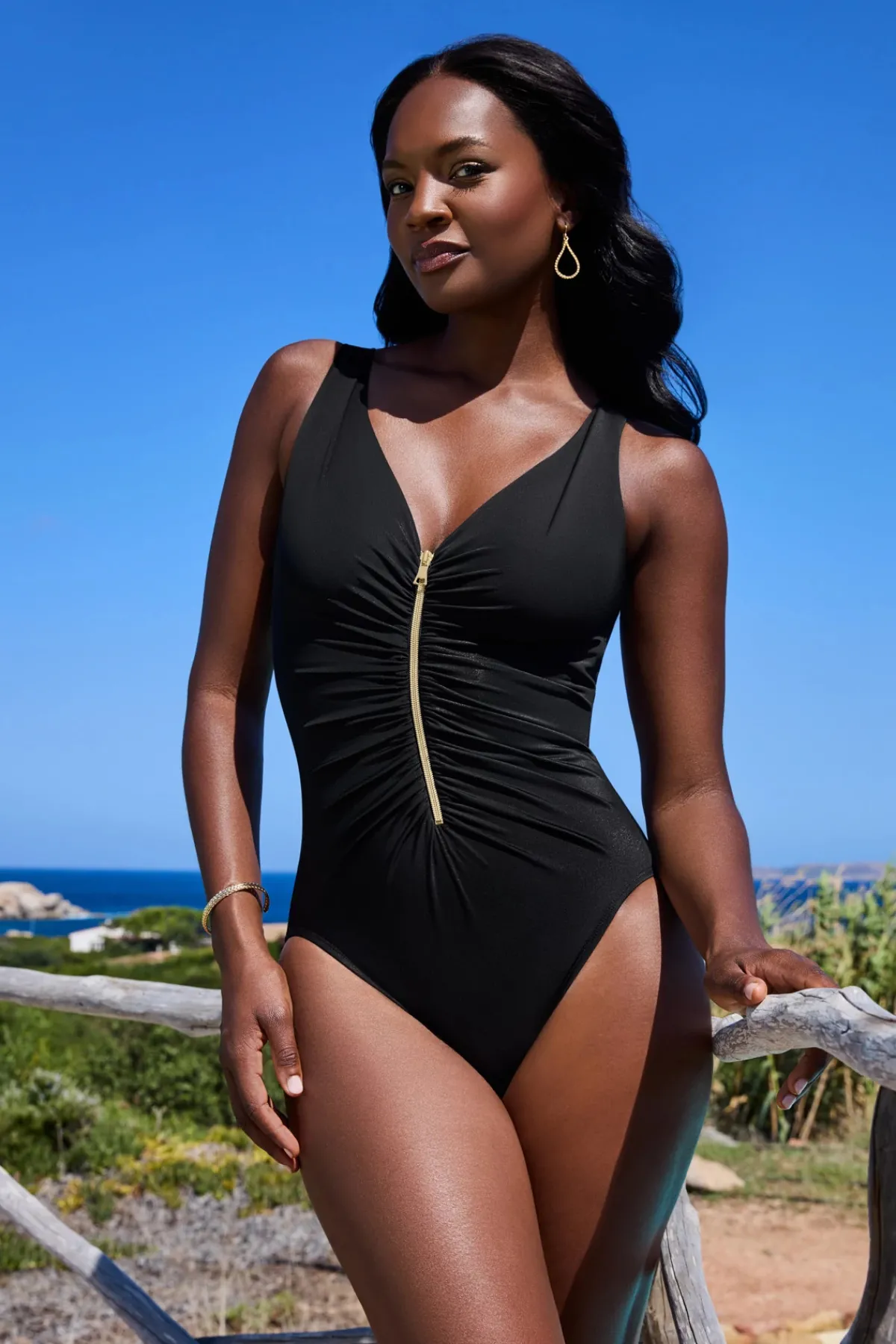 Miraclesuit Plunge|Tank-Zipt One Piece Swimsuit